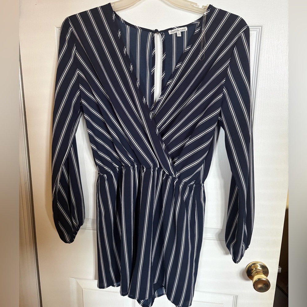 Charlotte Russe Long Sleeve Navy Romper